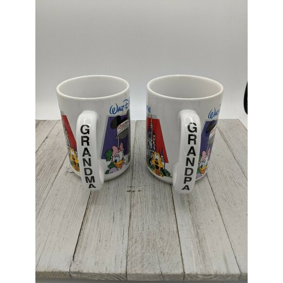 Walt Disney World Set 0f 2 Coffee Mugs Grandma & Grandpa Mickey, Pluto, Donald - Picture 4 of 9